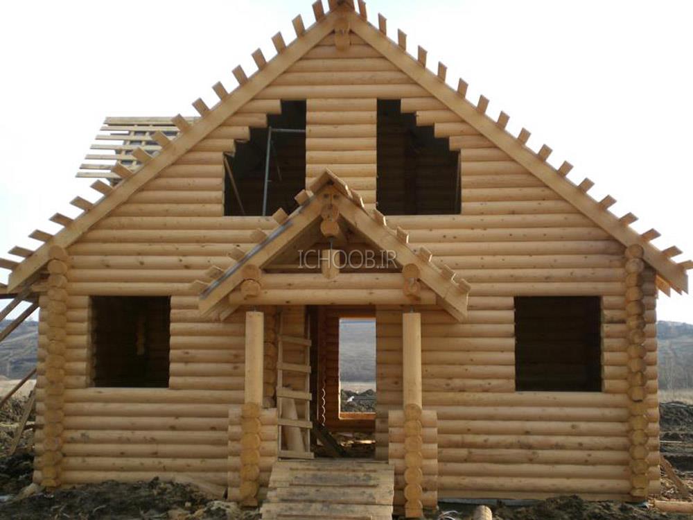 خانه چوبی با تنه درخت, خانه چوبی, کلبه چوبی, کلبه چوبی با تنه درخت, خانه چوبی ساخته شده با تنه گرد درخت, کلبه چوبی جنگلی, خانه چوبی با سقف آندوویلا, سقف آندوویلا, آیچوب