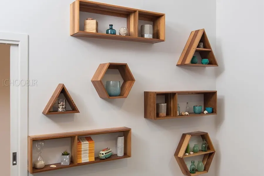 مدل های قفسه چوبی مثلتی و مستطیل و شش ضلعی
