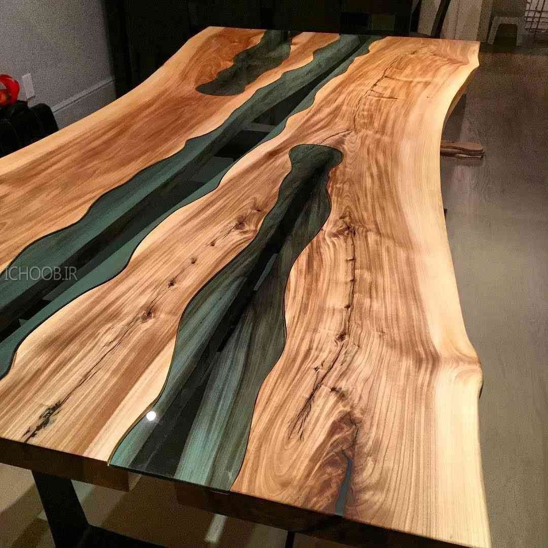 ایده ساخت میز, چوب و شیشه, صفحه شیشه ای برای میز, میز جلو مبلی،میز شیشه ای, میز چوبی با صفحه شیشه, میز شیشه ای, میز مدرن میز چوبی با تنه درخت, استفاده از شیشه برای پوشش صفحه میز