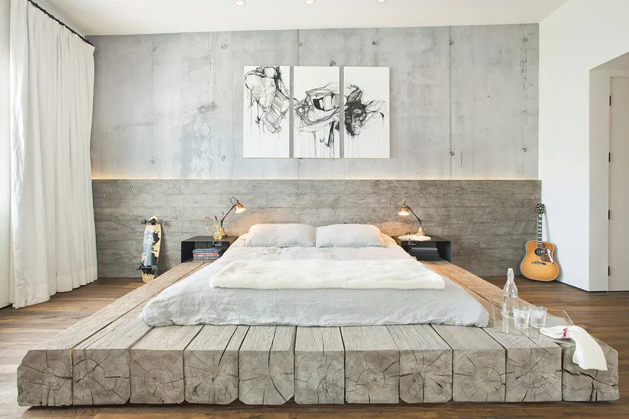 تخت خواب ساخته شده با تراورس چوبی